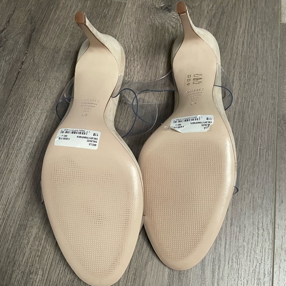 Shultz Arielle Heel Sandal Nude Vinyl Clear Straps SZ 11 - Picture 5 of 6